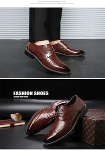 Détail des chaussures richelieus en cuir marron avec motifs perforés classiques à bout fleuri