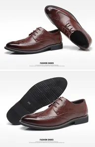 Chaussures Brogue homme en cuir marron avec détails classiques et semelle antidérapante.