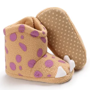 Cozy fleece baby winter claw boots with soft anti-slip dotted soles for infants
