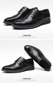 Chaussures richelieus classiques pour hommes en noir avec lacets et motifs perforés