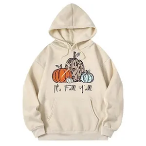 Sweat à capuche crème pour femme avec imprimé graphique de citrouille It's Fall y'all
