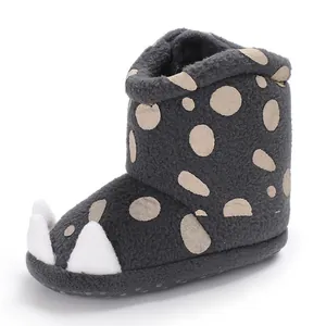 Soft sole warm fleece baby winter boots with cute monster claw design for infants