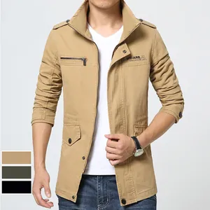 Giacca casual da uomo in cotone lavato slim fit con collo alto e tasche con cerniera