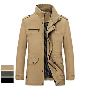 Giacca casual da uomo in puro cotone, vestibilità slim con collo alto e spalline