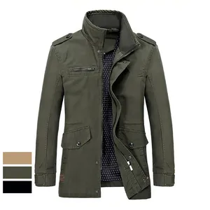 Giacca casual da uomo in cotone slim fit con fodera a pois e tasche multitasche