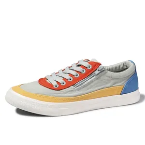 Herren Casual Canvas Schuhe Mode Farbblock Low Top Vulkanisierte Sneakers Mit Seitlichem Reißverschluss Atmungsaktive Schnürschuhe