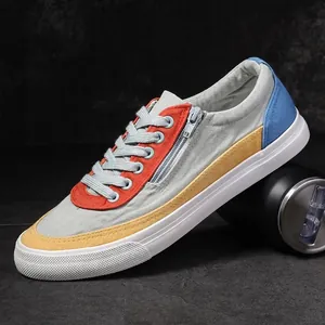Modische mehrfarbige atmungsaktive Herren-Canvas-Sneaker mit seitlichem Reißverschluss
