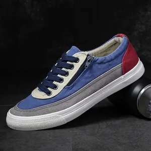 Atmungsaktive Herren-Canvas-Sneaker mit modischem Farbblock-Design und Reißverschluss