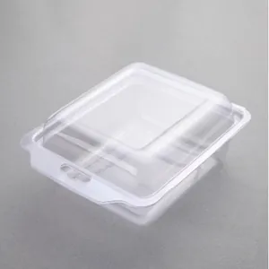 Detail view of a clear plastic rectangular packaging box for infant walking shoes