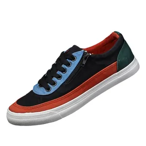 Trendige Herren-Canvas-Sneaker im Color-Block-Design mit Reißverschluss und flachem Schnitt