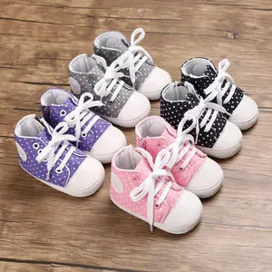 Kleinkind Baby Punktiert Segeltuch Lauflernschuhe Weiche Sohle High-Top Sneakers Mit Seitenreißverschluss Für Jungen Mädchen Lässig