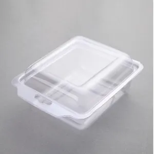 Clear transparent plastic packaging storage box with lid designed for baby shoes and infant footwear