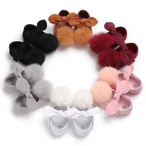 Sélection de chaussures de marche princesse pour bébé avec grands nœuds et pompons doux