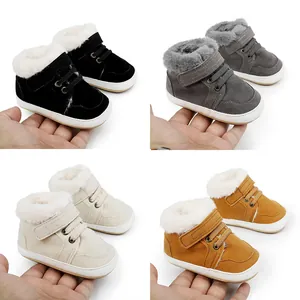 Winter Baby Jungen Lauflernschuhe Warm Künstlicher Pelz Gefüttert Baumwolle Prewalker Schuhe Rutschfeste Weiche Sohle Klettverschluss Neugeborene