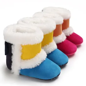 Baby Winter Sneeuwlaarzen Patchwork Zachte Zool Warm Kunstbont Loopwagenschoenen Jongens Meisjes Kleuterschoenen Comfort