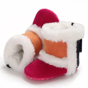Zachte warme fleece babywintersneeuwlaarzen voor meisjes met witte imitatiebontrand