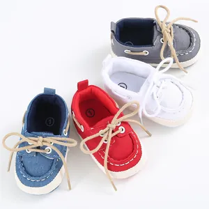 Collezione di scarpine in tela per neonati con suole morbide nei colori blu rosso bianco grigio