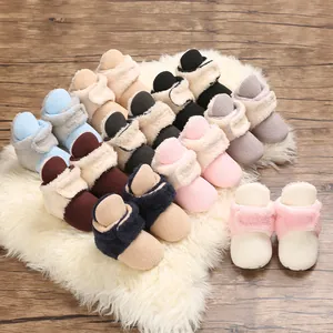 Botas de Nieve de Invierno Forradas de Felpa para Bebé Suela Blanda Zapatos de Aprendizaje para Niños y Niñas Zapatos de Algodón