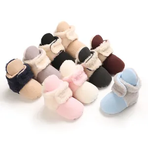 Chaussons bébé chauds en peluche multicolores à semelle souple pour nourrissons de 0 à 1 an