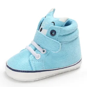 Adorabili scarpine da camminata blu per neonati con design a volpe e suola morbida