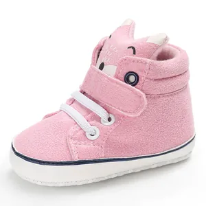 Scarpine da neonato rosa a tema volpe con suola morbida e chiusura a strappo