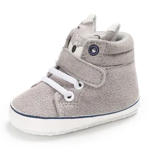 Adorabile scarpa da bambino in stile volpe grigia con suola morbida e alta