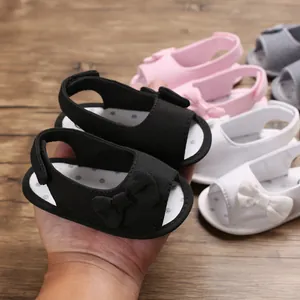 Summer baby sandals with bow tie detail and soft sole for infant pre-walkers