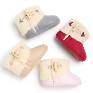 Soft sole winter baby boots with fleece lining and toggle closure in four colors