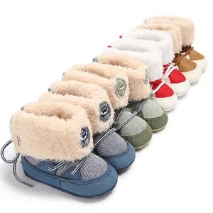 Scarpe Primi Passi Invernali Calde per Neonati Ragazzi Ragazze Suola Morbida Foderata in Pelliccia Sintetica Stivali Casual Antiscivolo