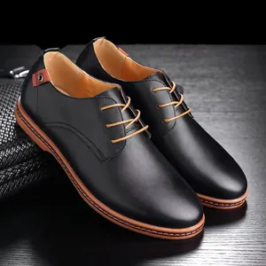 Zapatos de Trabajo Casuales Clásicos de Punta Redonda para Hombre Zapatos Derby de Cuero Sintético con Cordones para Oficina Diario Caminata al Aire Libre