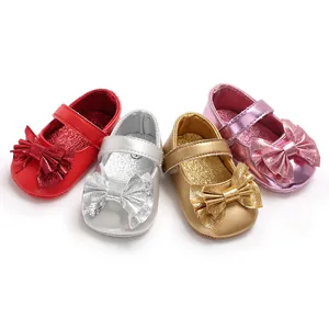 Adorables chaussures de marche princesse pour bébé avec nœud en plusieurs coloris