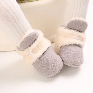 Botas de nieve grises para bebé con ribete de piel sintética para el invierno frío