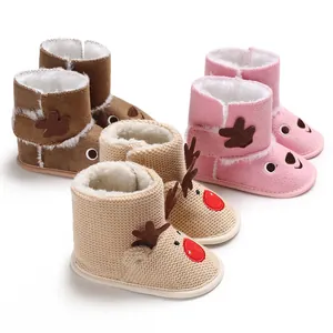 Infant Reindeer Christmas Snow Boots Soft Sole Warm Fleece Lined First Walkers Toddler Winter Shoes For Boys Girls