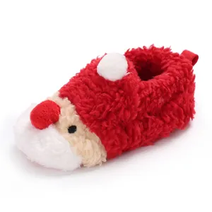 Cozy Santa Claus plush baby winter slippers with warm fleece lining and soft anti-slip soles