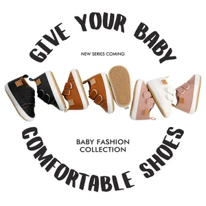 Variety of colorful baby walking sneakers with comfortable velcro closure in detail