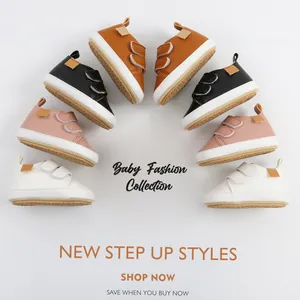 Detailed collection of multi-color baby walking shoes with hook-and-loop strap closure