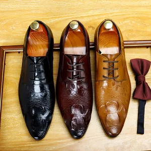 Scarpe eleganti da uomo classiche in pelle goffrata coccodrillo tricolore