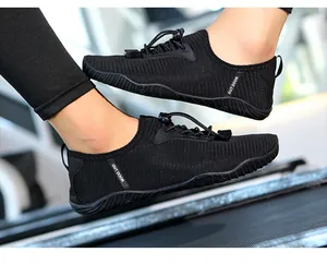 Close-up of black quick-dry water shoes for treadmill and outdoor wading activities
