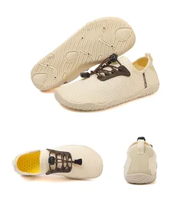 Multi-angle views of beige outdoor quick-dry wading shoes for various water sports