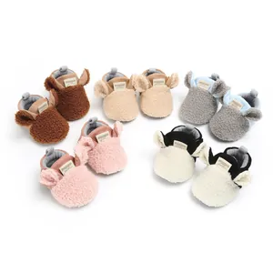 Warm fleece baby walking shoes with soft soles in multiple colors for infants 0-1