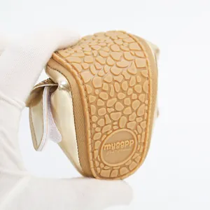 Flexible rubber sole of gold metallic baby princess shoes for infant walkers detail