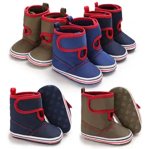 Infant Baby Soft Sole Prewalker Shoes Winter Warm High Top First Walkers For Year Old Boys Girls Casual Cotton Canvas Hook And Loop Non Slip Boots