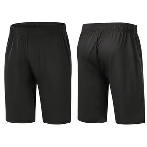 Men's black quick-dry athletic shorts showing front and back views for gym and running