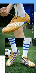 Crampons de football jaunes professionnels pour garçons et hommes sur herbe