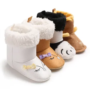 Bottes d'hiver pour bébé doublées de polaire douce en plusieurs coloris avec broderie