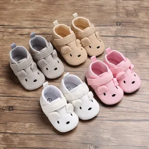 Baby Lauflernschuhe Weiche Sohle Strickbaumwolle Cartoon Tier Kleinkind Schuhe Klettverschluss Säugling Schuhwerk
