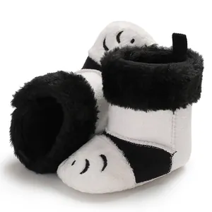 Bottes d'hiver pour bébé motif panda avec doublure en peluche douce et semelles antidérapantes
