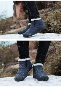 Details zu marineblauen Winterstiefeln mit warmem weißem Fellfutter und Gummisohlen
