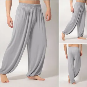 Pantalones de Yoga Tai Chi Casuales para Hombre de Mezcla de Algodón Harem Joggers con Cordón en la Cintura Elástica Pantalones de Entrenamiento Cómodos