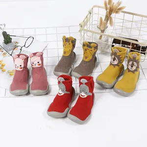 Various cartoon animal baby walker shoes featuring non-slip soft rubber soles for toddlers